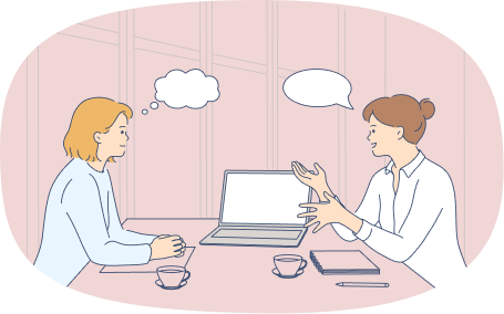 女性と女性が話している