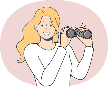 女性が双眼鏡を持っている