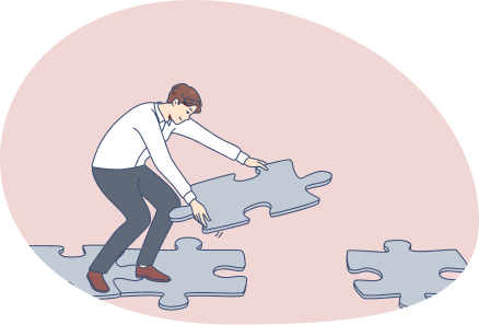 男性がパスルをはめている