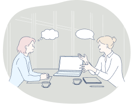 対面で打ち合わせしている女性二人