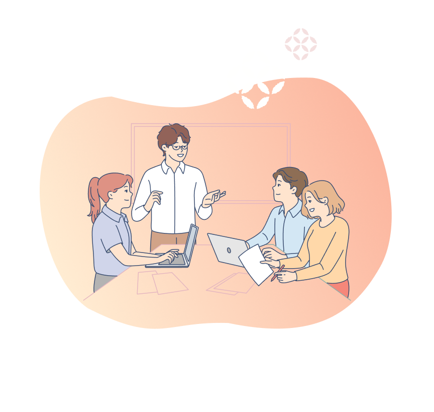 会議をしている男性と女性