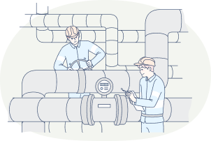 工場で働いている男性