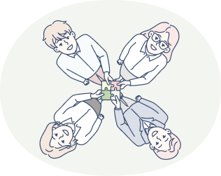 パズルを一緒に持って上を見ている男性と女性