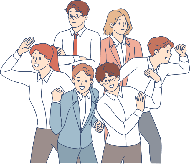 女性と男性が外を向いている