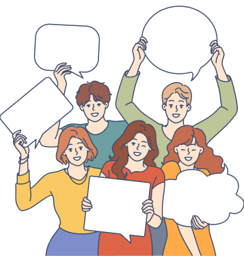 男性と女性がメッセージカードを持っているイラスト