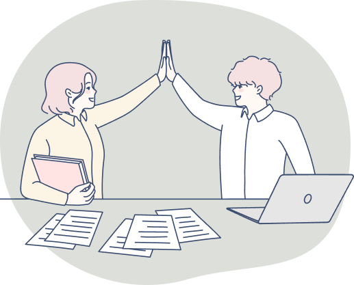 ハイタッチしている男性と女性