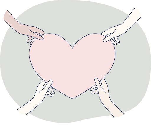 ハートを手に持っている