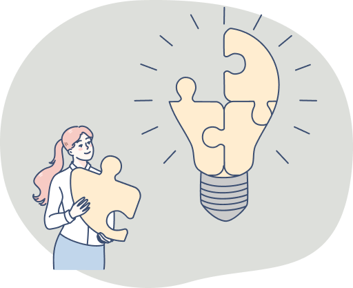 電球のパズルを持っている女性