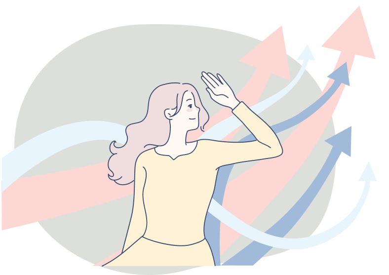 女性が上を見ている写真