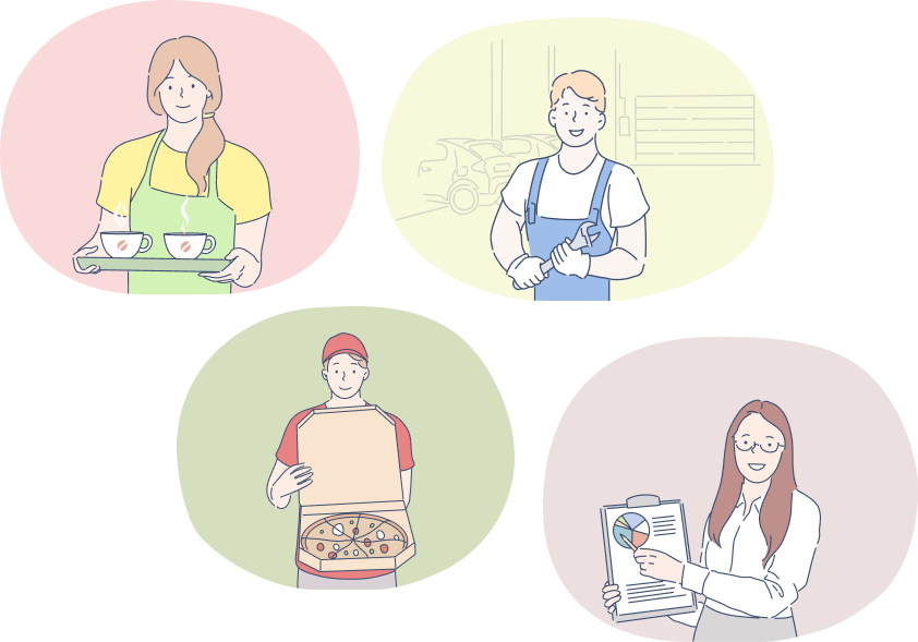 女性と男性が働いている