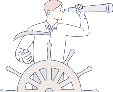 男性が望遠鏡で見ている